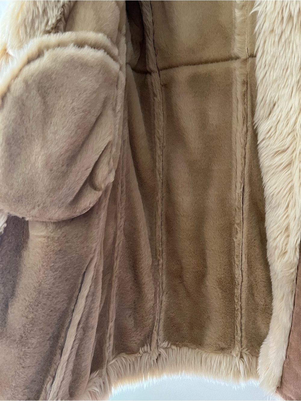 Vintage Y2K Wilsons Leather Tan Penny Lane Coat with Faux Fur Trim Size L - Picture 2 of 6